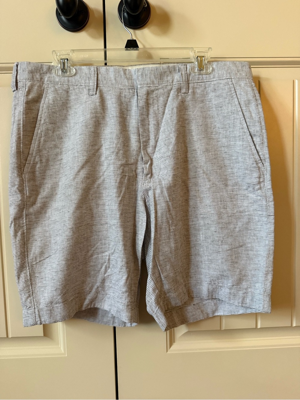 J. Crew Light Gray Micro-Striped Flat-Front Shorts